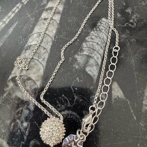 Monet Silver Crystal Fireball  Pendant Necklace